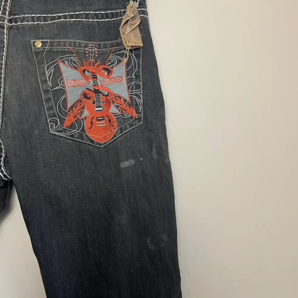 Rock Revival X True Religion Smeat Vintage‎ Washed Embroidered Distressed Jeans